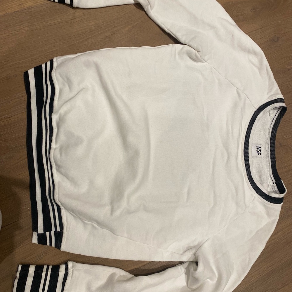 NSF White Sweatshirt with Black Trim